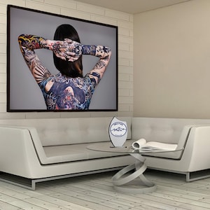 Tattooed Girl Canvas, Tattoo Canvas, Tattoo Decor, Tattoo Wall Decor, Tattoo Wall Decor Canvas, Tattoo Decor Wall Art, Tattoo Cavas Wall Art