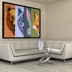 Animals Figure Canvas, Animals Wall Decor, Child Room Canvas, Kids Poster, Wall Decor, Room Decor, Home Decor, Print, Art, Decor Gift