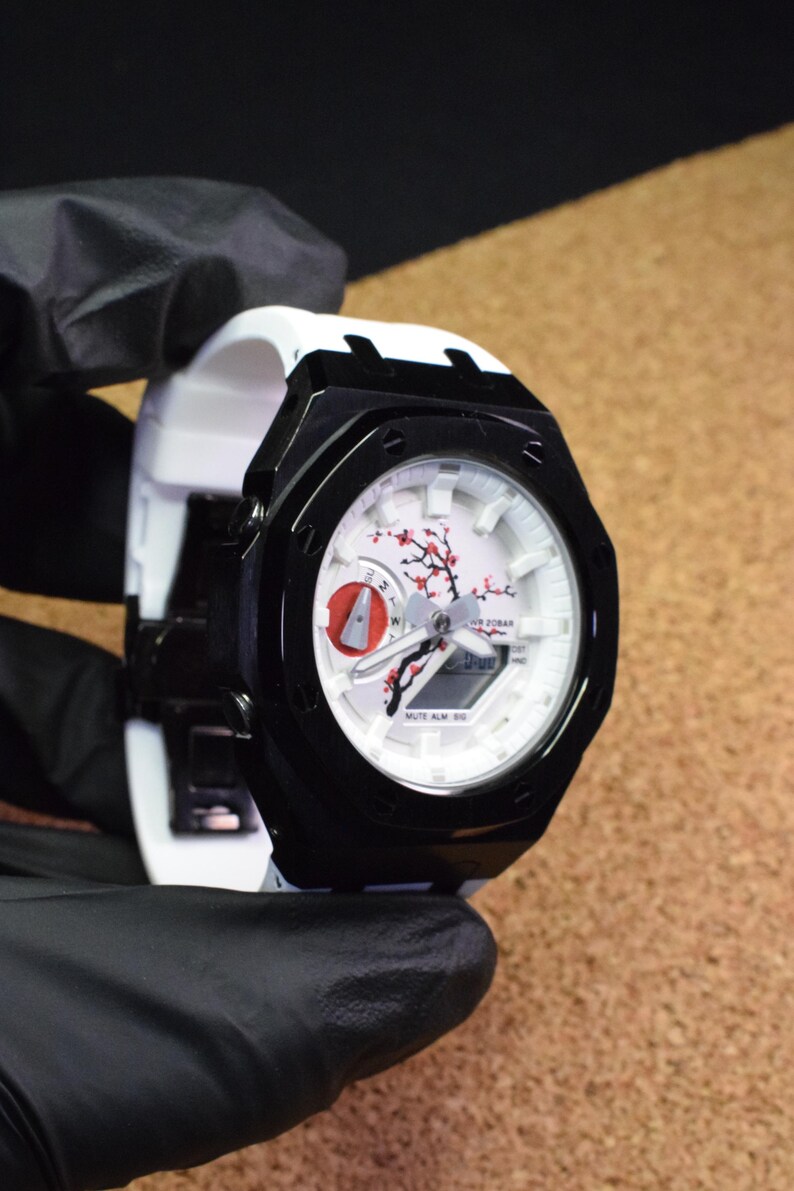 CASIO G-shock GA-2100 Mod, Hand Painted Japanese Design 