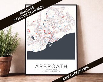 Arbroath Map Print - Scotland City Poster, Modern Street Map Wall Art