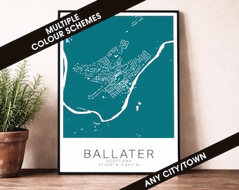 Ballater Map Print - Scotland City Poster, Minimalist Street Map Wall Art