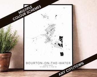 Bourton-on-the-Water Map Print - England City Poster, Street Map Wall Art