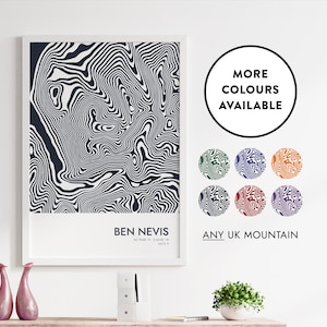 Ben Nevis Contour Print | Pick Your Colours | Custom Map Print | Home Decor Gift Idea | Map Print | Scotland | 15