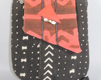 Black/ Red Mudcloth MiniX Shoulder Bag
