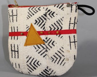 White Mudcloth Coin Bag