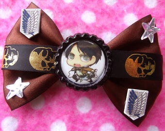 Chibi Titan Survey Corps Levi Mikasa Eren Armin Anime Hair Bows