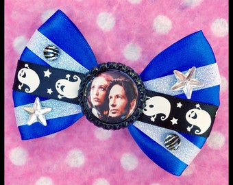 X-Files Mulder Scully Alien Sci Fi Hair Bow