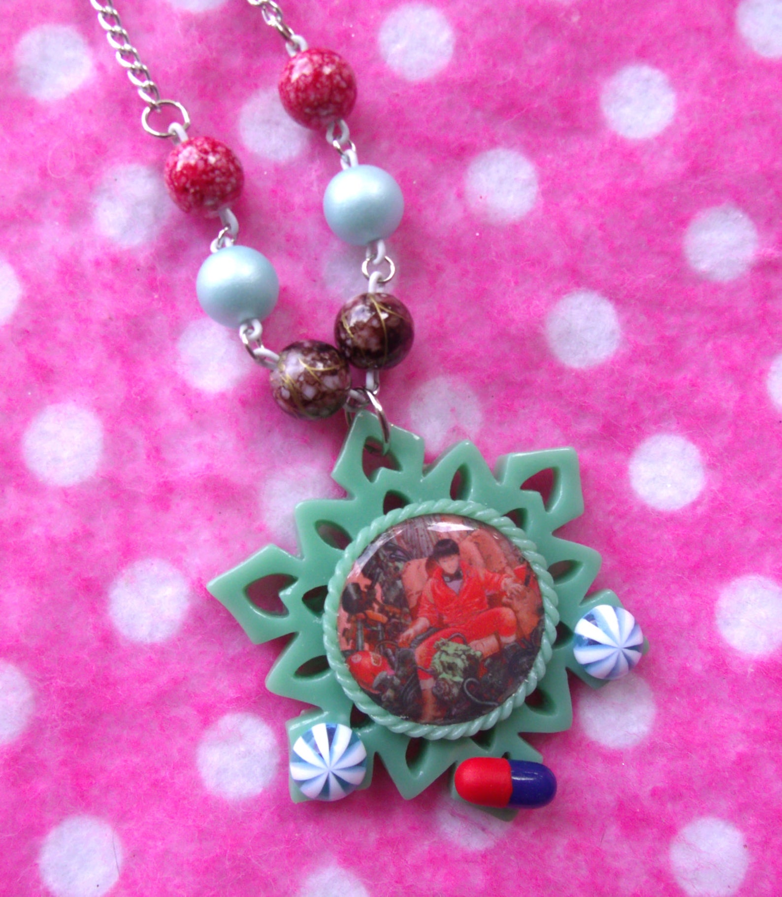 Akira Psychedelic Anime Pill Cameo Necklace Etsy