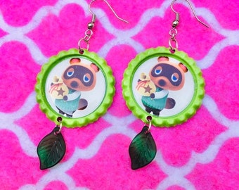 Raccoon Crossing Tom Nook Gamer Girl Earrings