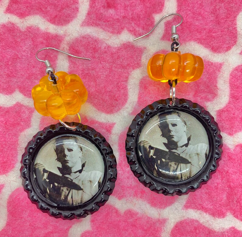 Halloween Michael Pumpkin Horror Earrings image 1