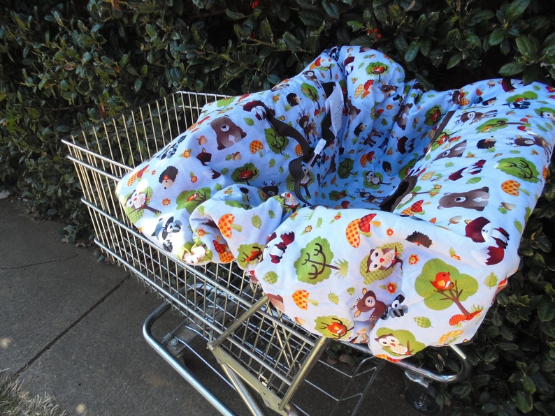 Forest animals print baby shopping cart cover/ high chair cover image 1