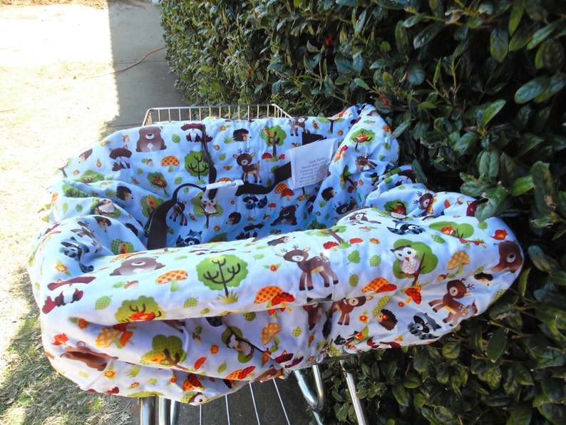 Forest animals print baby shopping cart cover/ high chair cover image 3
