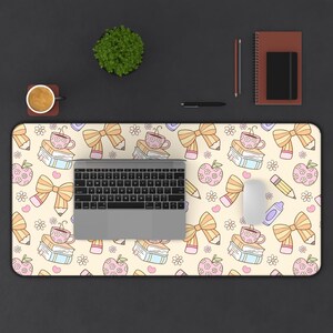 Teacher Desk Mat, Cute Pastel Teacher Office Decor, Large Mouse Pad with Books, Apples & Bows, Teacher Appreciation Gift, Classroom Desk Mat image 10