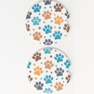 Posavasos para coche con diseño de pata de mascota: accesorio de cerámica para portavasos