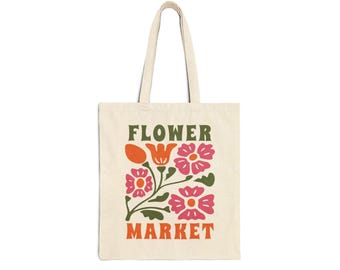 Vintage Floral Canvas Tote Bag For Women - Boho Aesthetic Reusable Grocery Shopping Bag With Inner Pocket, White