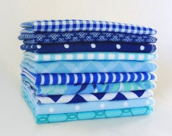 10 Blue Napkins - Cloth Napkins - Modern Reusable Paper Towels - Unpaper Napkins -Casual Napkins -Eco Friendly Everyday Paperless Zero Waste