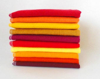 Mixed Sunshine Reds - Cloth Napkins or Reusable Paperless Towels - 100 Cotton Flannel Everyday Casual Kitchen Napkins Eco Friendly