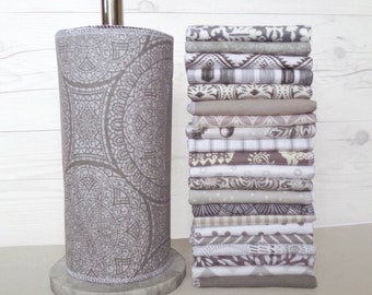 Paperless Paper Towels Grey Natural Zero Waste Kitchen Decor 10 or 12 Eco Friendly Washable Papertowel Replacement Sustainable Reusable