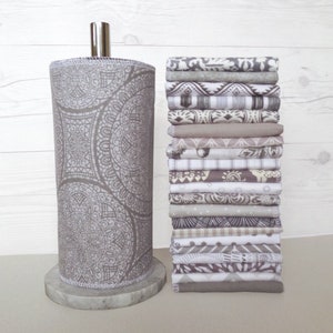 Toalhas de papel sem papel cinza natural zero desperdício decoração de cozinha 10 ou 12 toalhas de papel ecológicas laváveis substituição sustentável reutilizável