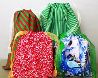 Reusable Gift Wrap - Christmas Gift Bag - Add Gift Wrap - Paperless Christmas - Fabric Gift Bags - Eco Friendly Holiday Bags