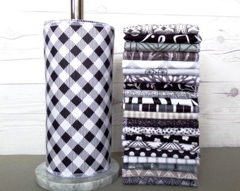 Paperless Paper Towels 12  10 x 14" Black & White Zero Waste Kitchen Eco Friendly Washable Papertowel Replacement Sustainable Reusable