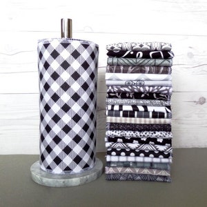 Toalhas de papel sem papel 12 x 10 x 14" Preto e Branco Zero Waste Kitchen Ecológico Lavável Substituição de toalha de papel Sustentável Reutilizável