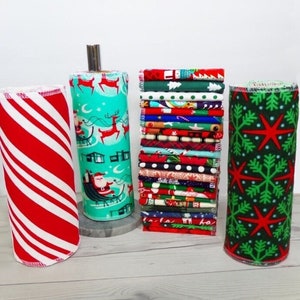 Toalhas de papel sem papel de Natal 12- 10x14” ou 10 x 12” Zero Waste Holiday - Cozinha sem papel - Toalhas de papel laváveis e reutilizáveis - Pano ecológico