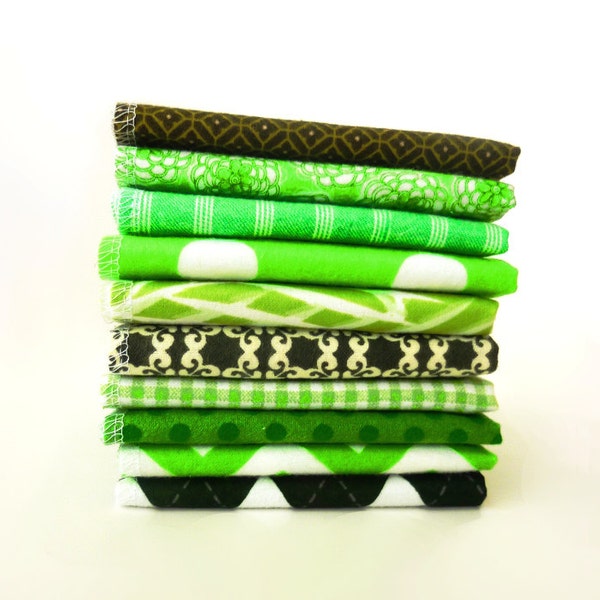 10 Green Cloth Napkins - Modern Reusable Paper Towels - Unpaper Towels - Unpaper Napkin - Cloth Paper Towel - Eco Friendly - 10 x 12 cb