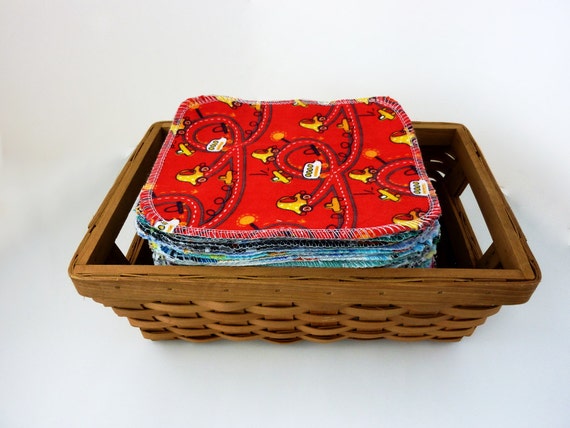 Cloth Wipes 15-20 Boys Mixed Prints - Family Cloth - Cloth Diaper Wipes - Reusable Cloth Wipes - Eco Cloth Wipes