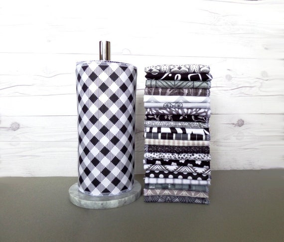 Paperless Paper Towels Black and White, Monochrome, Reusable Paper Towels, Zero Waste Kitchen, Washable Replacement, Eco Friendly