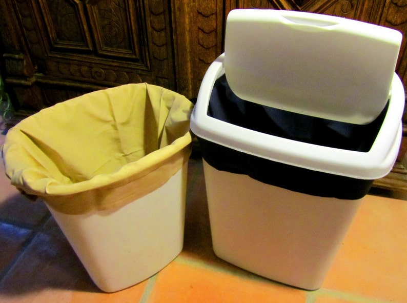 Reusable Trash Can Liners Small Set of 2 Khaki and Navy Etsy