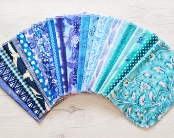 Juego de 20 servilletas de tela azules, servilletas de franela lavables, ecológicas, reutilizables, sin papel.