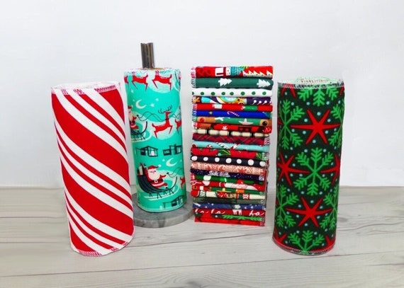 Christmas Paperless Paper Towels 12- 10x14” or 10 x 12" Zero Waste Holiday -Paperless Kitchen -Washable & Reusable Flannel Towels -Eco Cloth