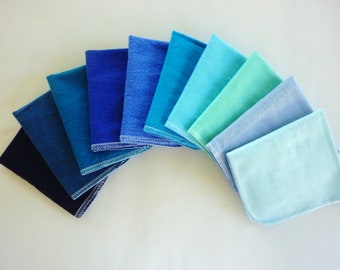 10 Blue Cloth Napkins Eco Friendly Unpaper Towel Reusable Sustainable Lunch Box Party Napkin Cloth Reusable Paper Towel Kids Zero Waste cb