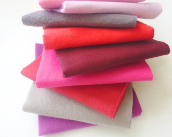 10 Cloth Napkins Valentines Day Decor Pink and Red Flannel towels - Reusable Paper Towels - Fabric Napkins - 10 x 12 Single Layer