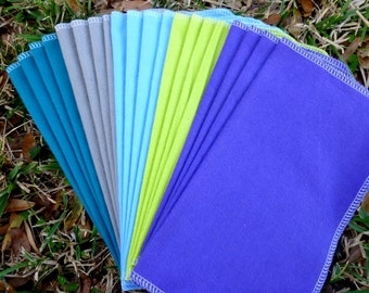 Reusable Paper Towels 20-24 Pack, Washable Cotton Flannel Towels, Cloth Napkins, Zero Waste Kitchen, Eco Friendly Paperless Towels
