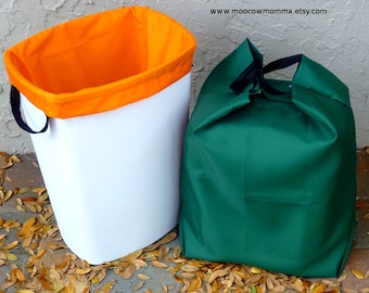 Two Reusable Recycling Can Liners - Large Kitchen Trash Can Liners - Reusable Garbage Bags Set 11-13 Gallon Size - Pail Liners (More Colors)