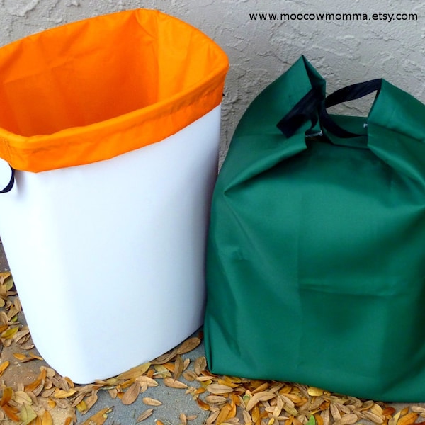 Two Reusable Recycling Can Liners - Large Kitchen Trash Can Liners - Reusable Garbage Bags Set 11-13 Gallon Size - Pail Liners (More Colors)