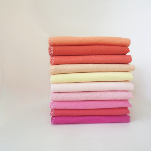 Cloth Napkins - 10 Creamsicle Unpaper Napkins - Orange Peach Pink Wedding Shower Napkins - Spring Pastel Reusable Paper Towels - 10 x 12 cb