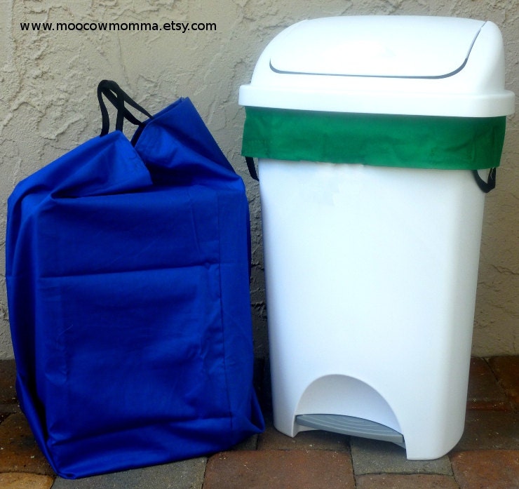 Reusable Trash Can Liners Small Set of 2 Khaki and Navy tons of