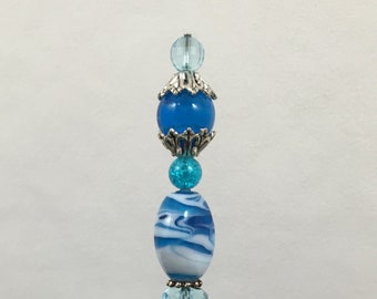 Decorative beaded hatpin ~ wonderful in hat, lapel, pincushion. 5-inch pin, OOAK