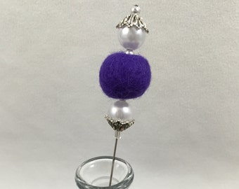 Decorative beaded hatpin ~ wonderful in hat, lapel, pincushion. 5-inch pin, OOAK