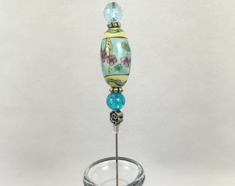 Decorative beaded hatpin ~ wonderful in hat, lapel, pincushion. 5-inch pin, OOAK