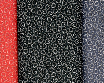 100 percent cotton fabric, hearts and paw prints. Three colors available. Price is per Fat Quarter.