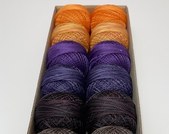 Gorgeous Valdani Perle Cotton, Size 12, Halloween colorway