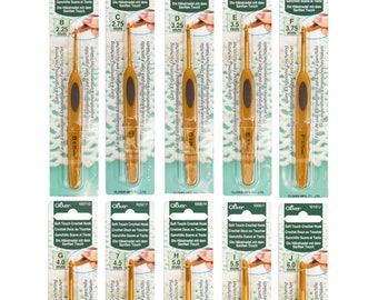 Set of 10 Clover Soft Touch Crochet Hooks, sizes 2.25mm to 6mm