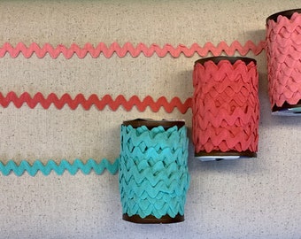 3/8" large Ric Rac, vintage style trim, sold by the yard. Three colors, choose yours!