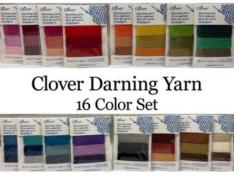 Clover Darning Yarn, Set of 16 colors, wool/acrylic blend, fingering weight