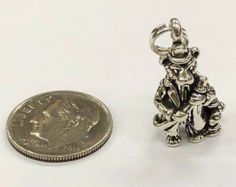 Sterling Silver Teddy Bear Firefighter Charm, perfect for many artistic creations!
