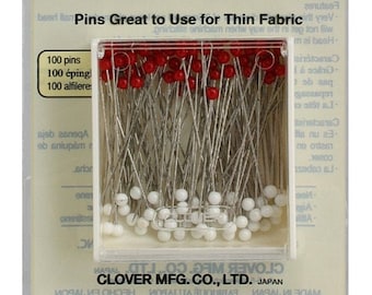 Clover Silk Pins Boxed, regular size, 100 pins